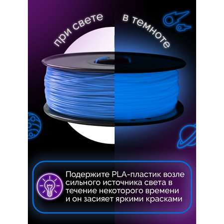 Пластик светящийся FUNTASTIQUE PLA LUMI 1.75 мм 1 кг цвет Синий