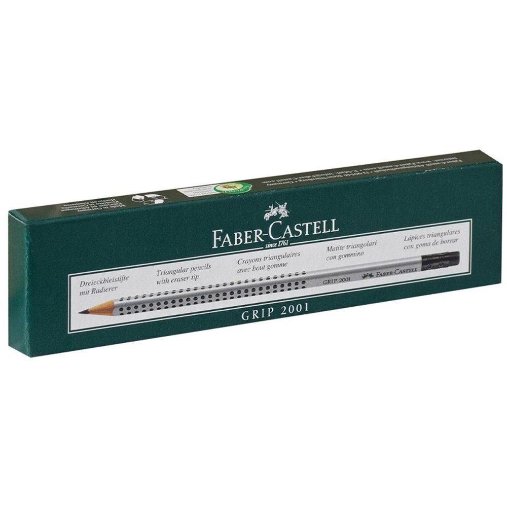 Карандаш чернографитный Faber Castell с ластиком твердость B трехгранный 2 штуки - фото 4