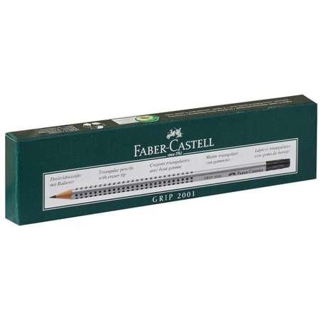 Карандаш чернографитный Faber Castell с ластиком твердость B трехгранный 2 штуки