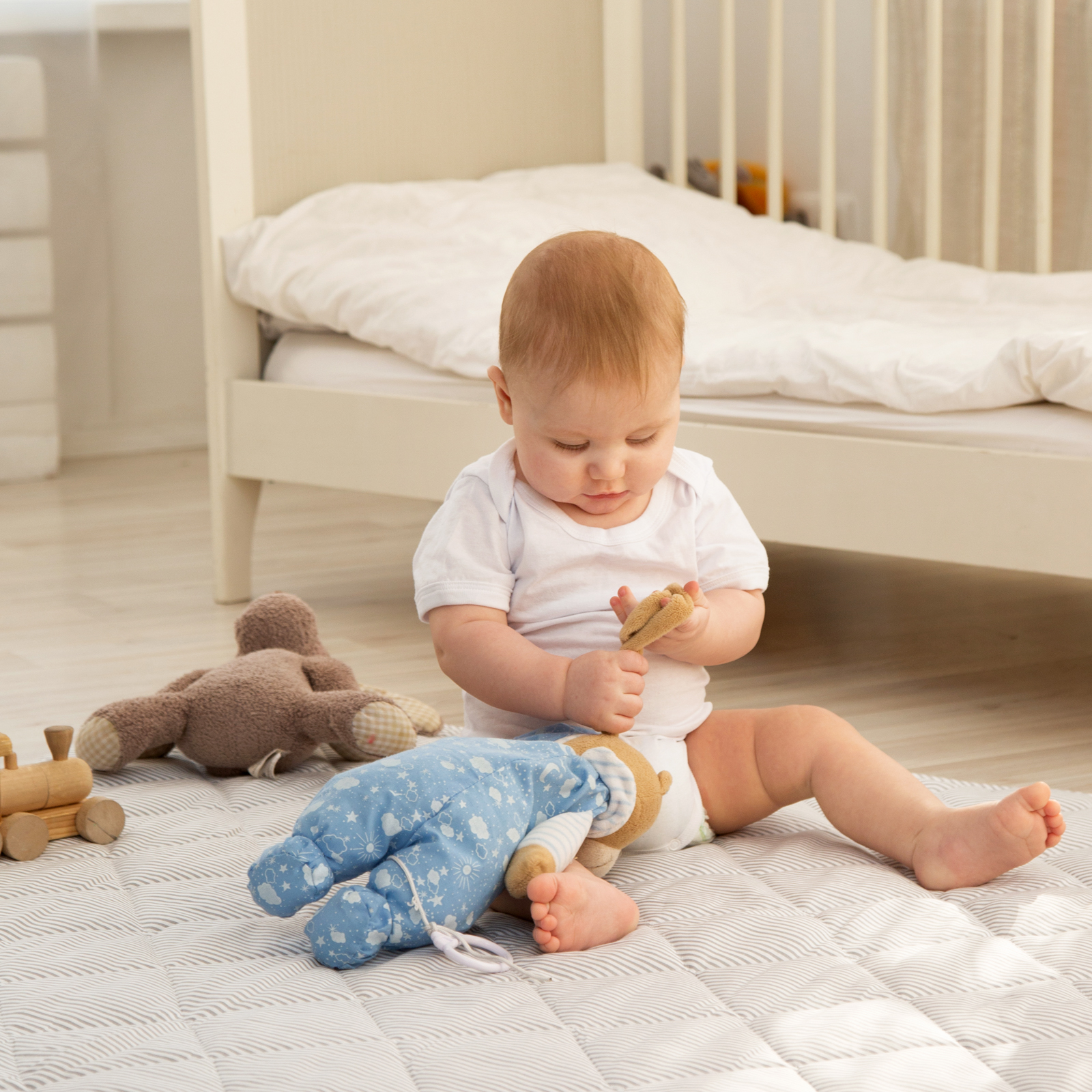 Коврик детский стёганный AmaroBaby Soft Mat 115х115 см Звёзды пэчворк коричневый - фото 12