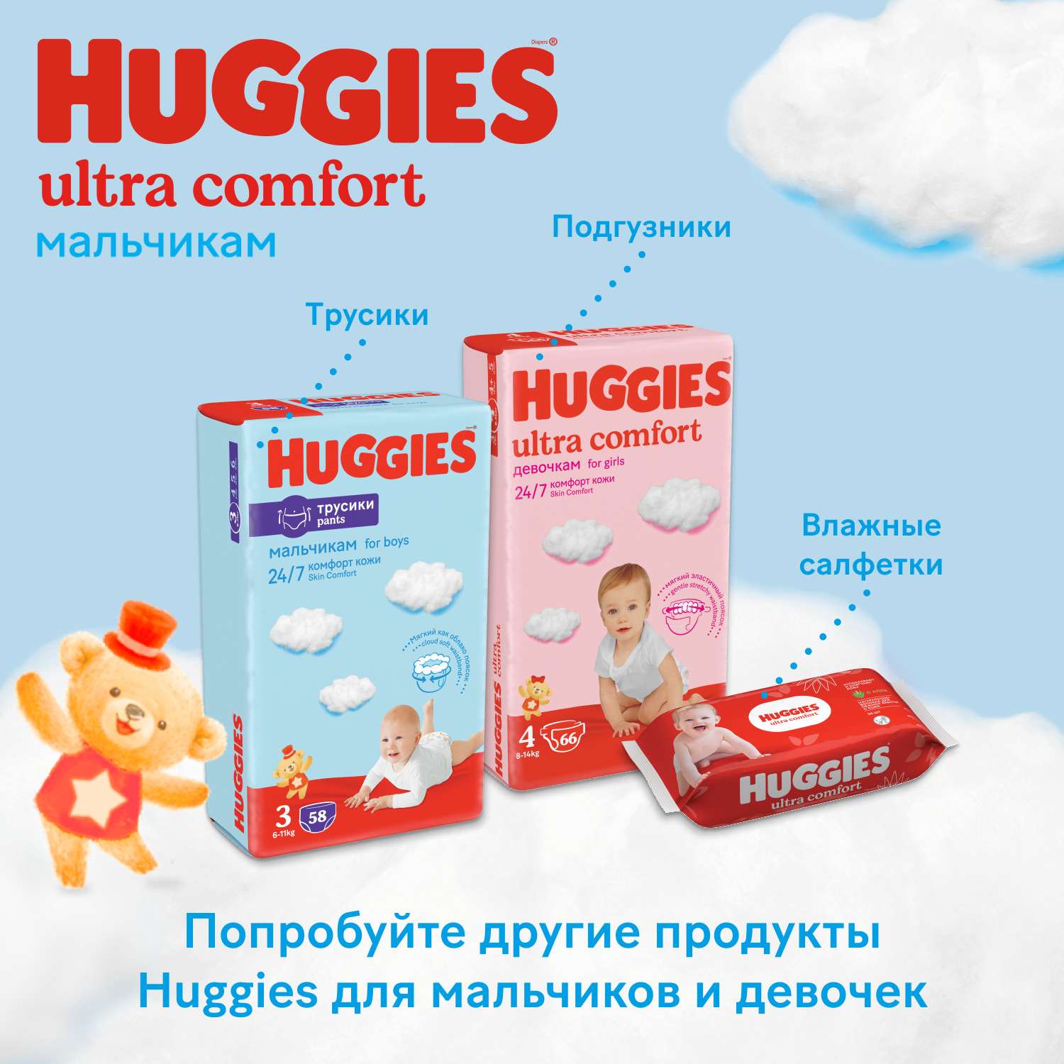 Подгузники для мальчиков Huggies Ultra Comfort 5 12-22кг 56шт - фото 13