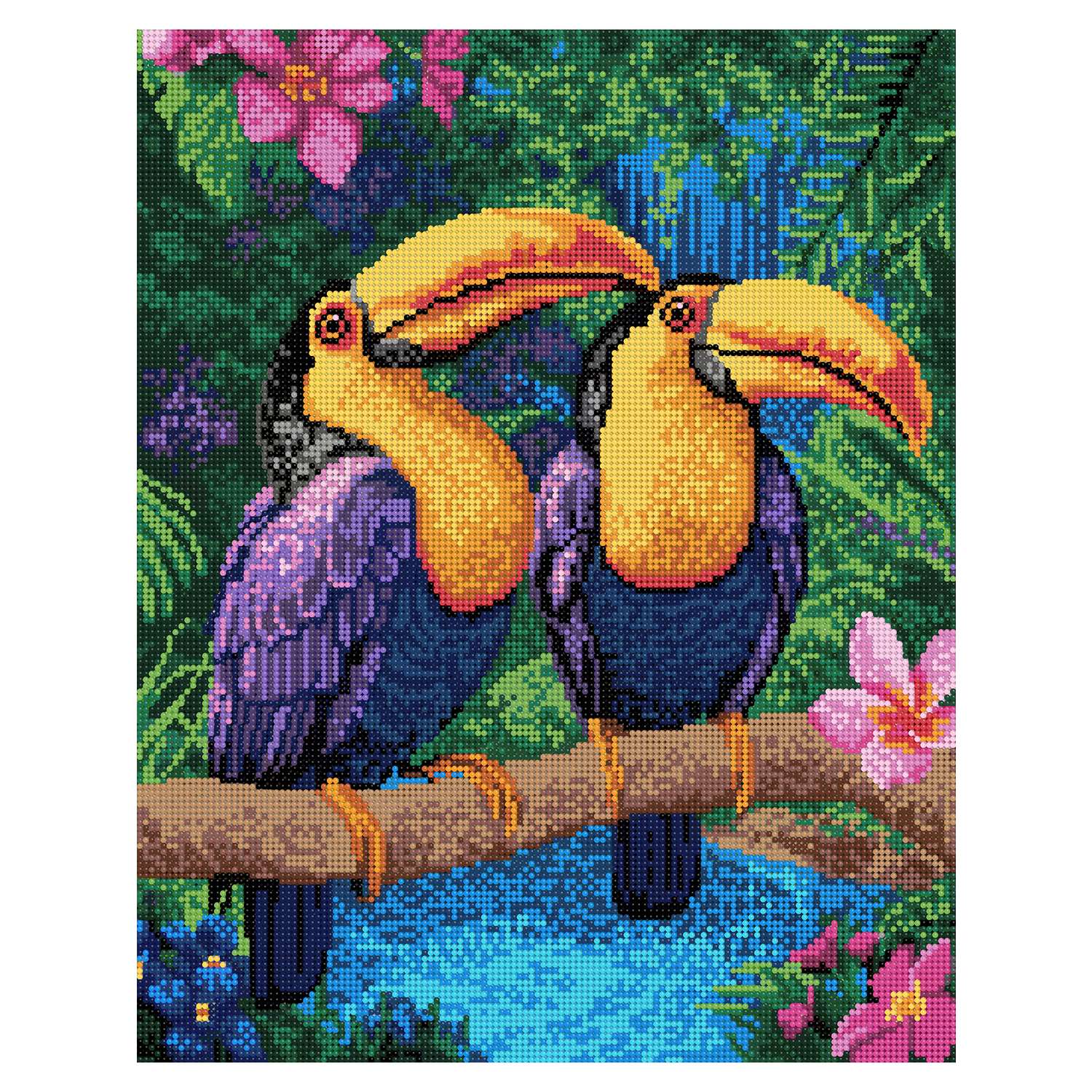 Алмазная мозаика Art on Canvas холст на деревянном подрамнике 40х50 см Тропические птицы - фото 2