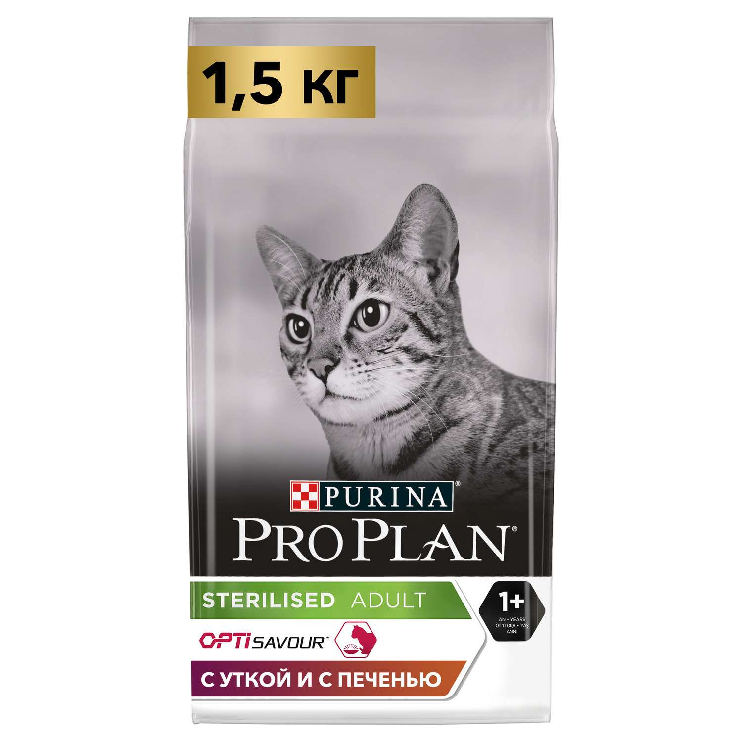 Корм для кошек PRO PLAN стерилизованных утка и печень 1.5кг - фото 1
