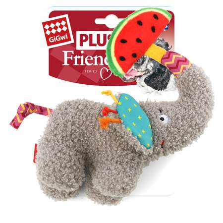 Игрушка для собак GiGwi Plush Friendz Слоник с арбузом 19см