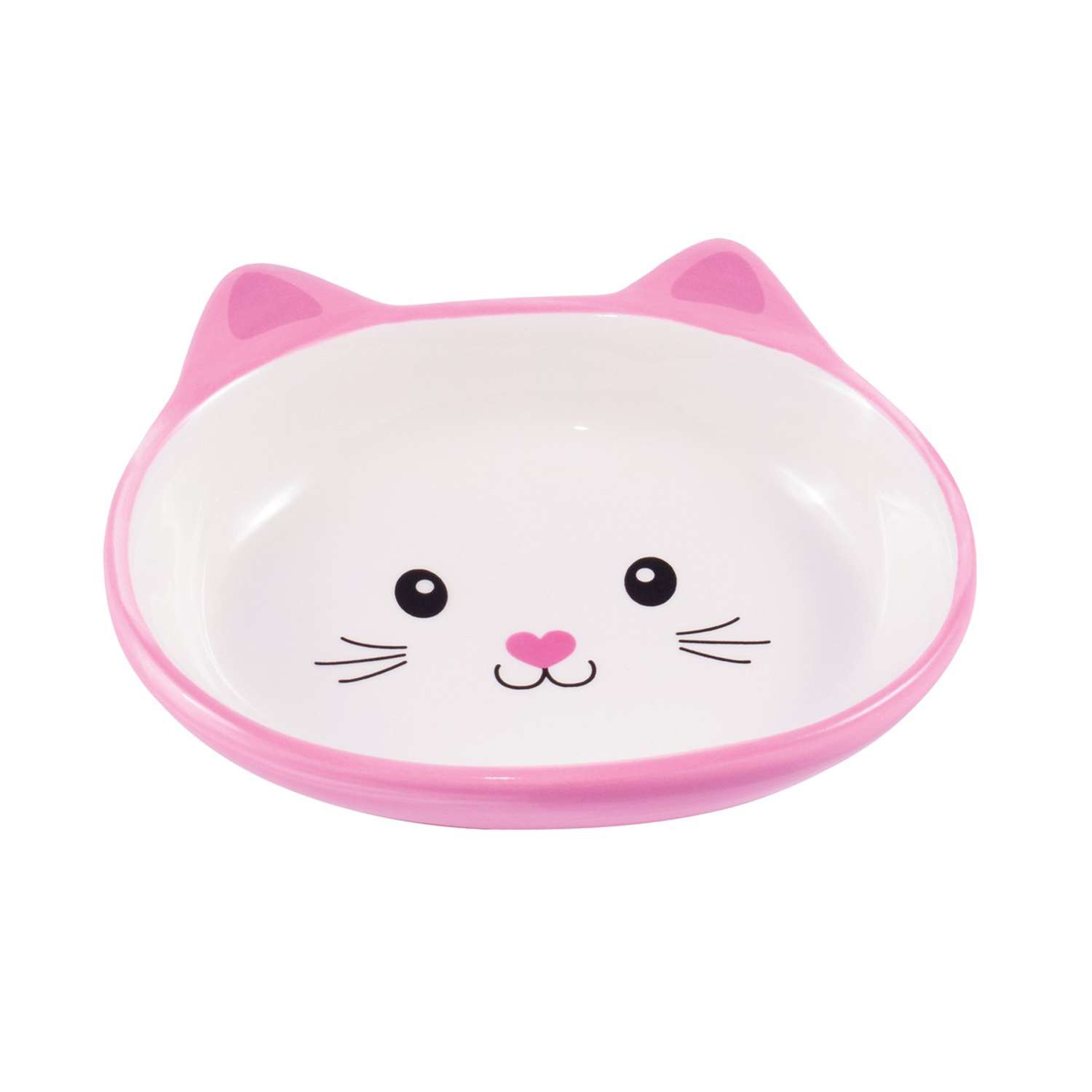 Миска для кошек Mr.Kranch Мордочка кошки керамическая 160мл Розовая - фото 1