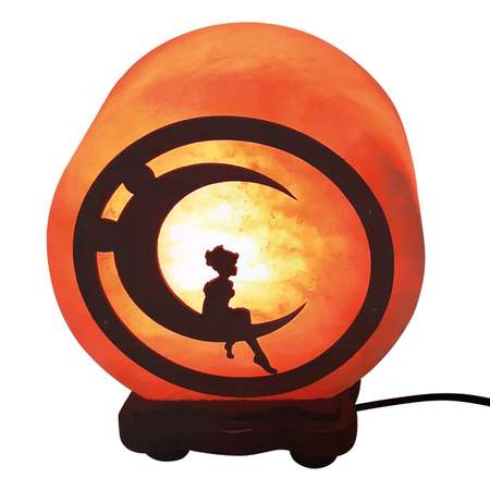 Солевая лампа Wonder Life Круг-6 Мальчик на луне с деревянной картиной 3-4кг Гималайская соль