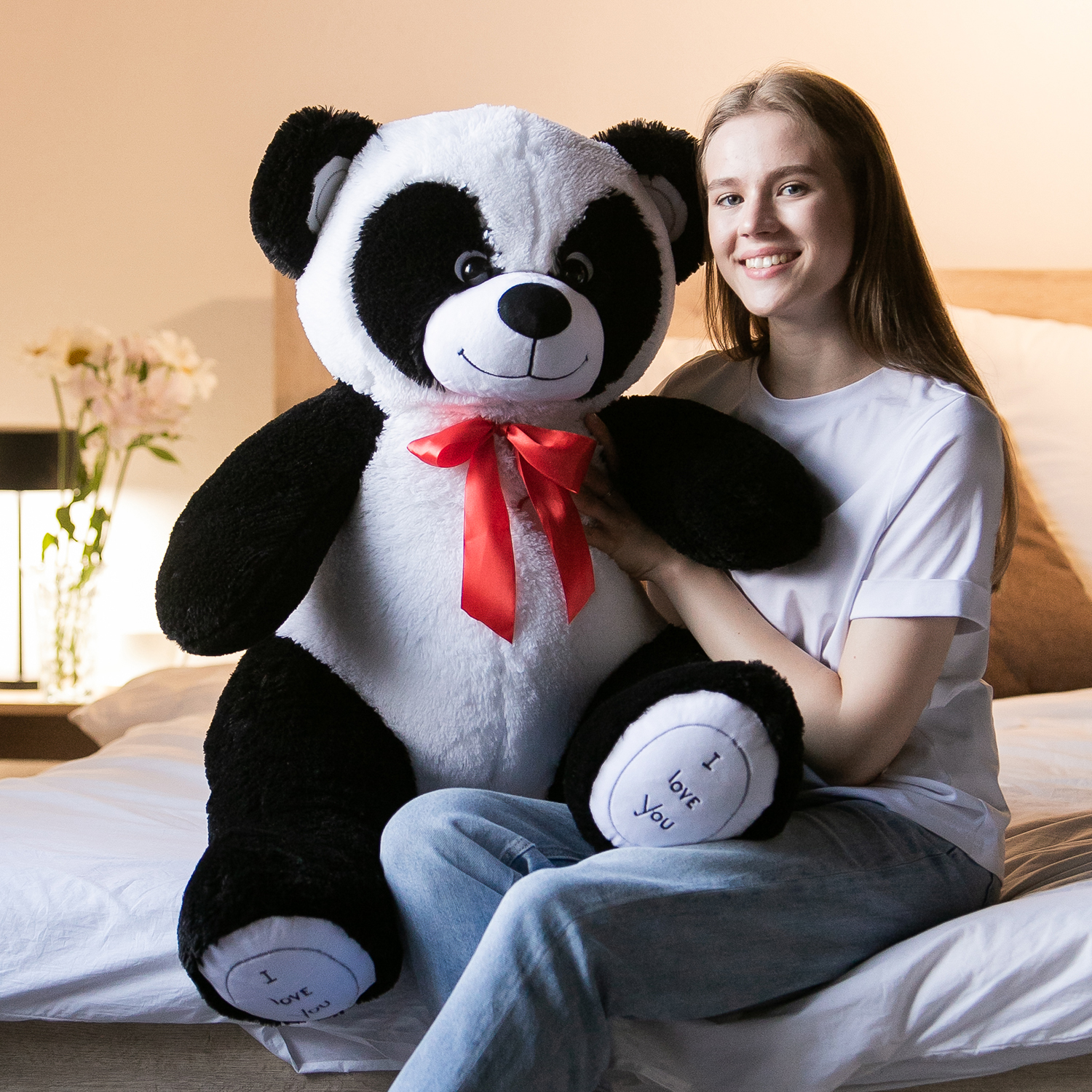 Мягкая игрушка Мягкие игрушки БелайТойс Плюшевая панда Боня 120 см цвет черный - фото 3