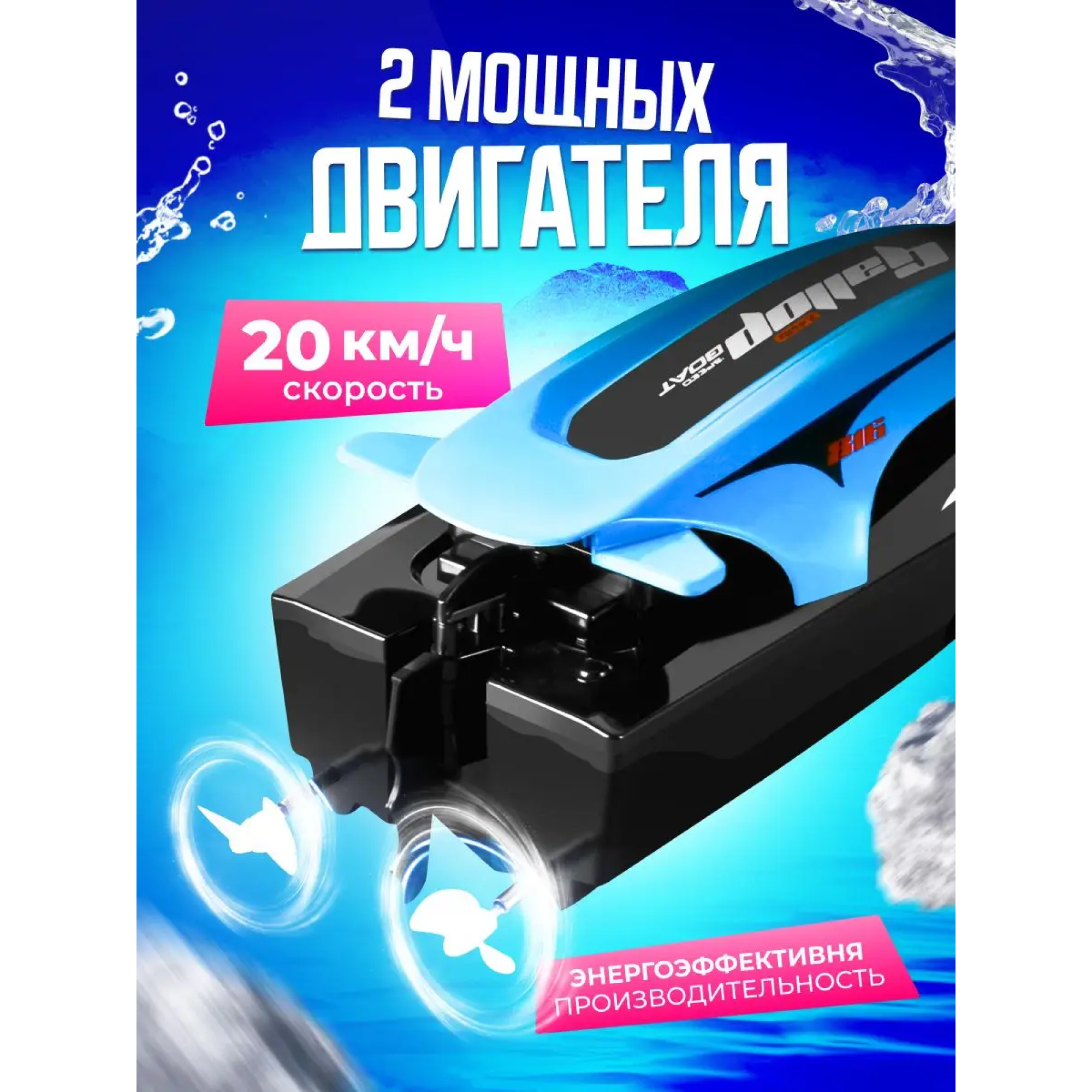 Суперскоростной катер на радиоуправлении Radio Control синий - фото 3