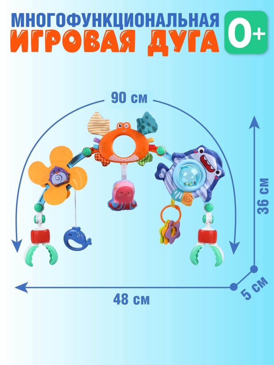 Развивающая игрушка ДЖАМБО погремушка игровая дуга на кроватку растяжка - фото 5