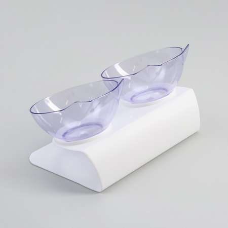 Миски Пижон пластиковые на белой подставке 27.5х14х15 см прозрачные