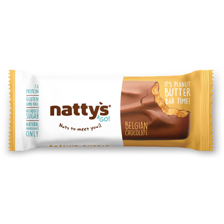 Батончик шоколадный Nattys Go! Peanut с арахисовой пастой и покрытый молочным шоколадом 45 гр