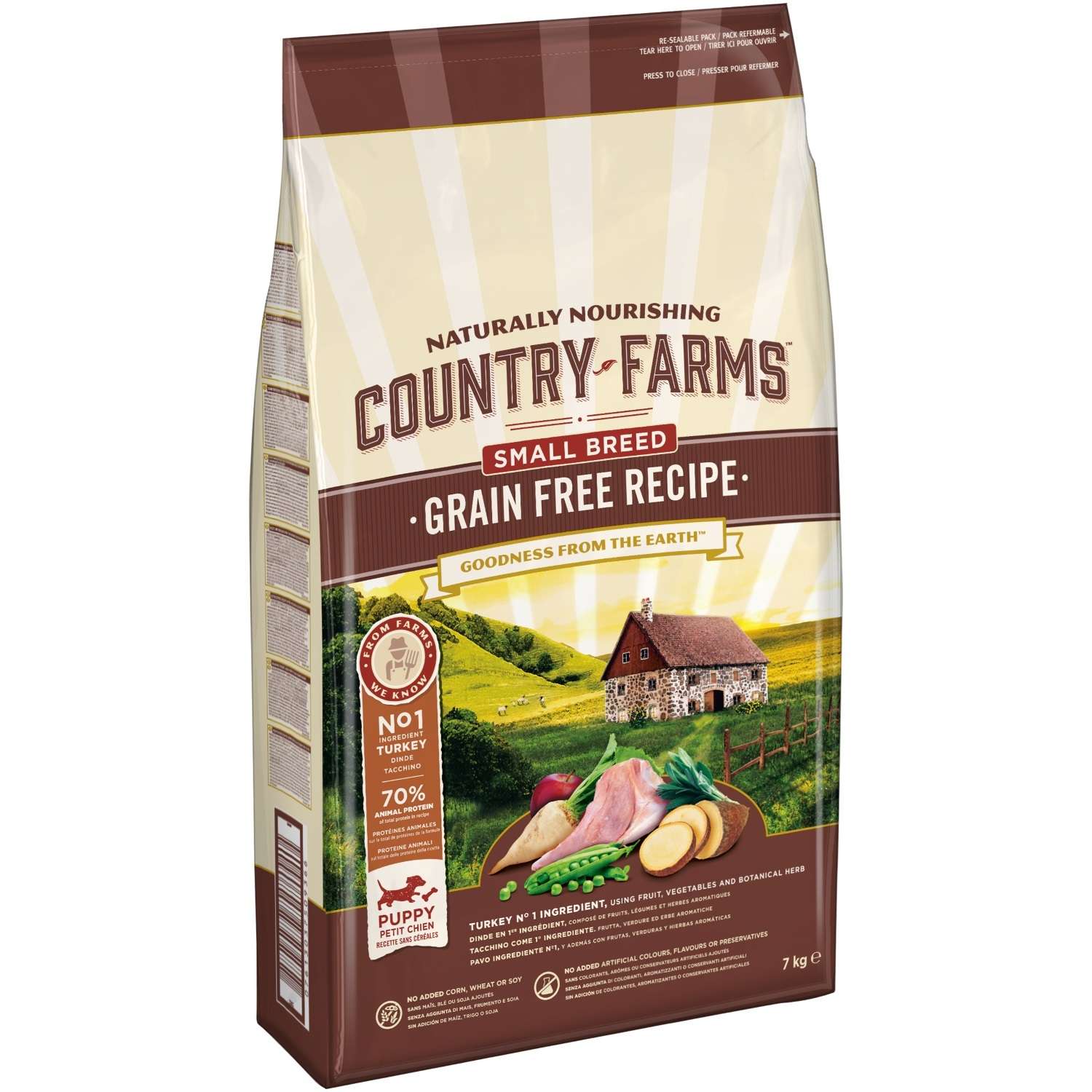 Корм для щенков Country Farms Grain Free с индейкой 7кг - фото 1