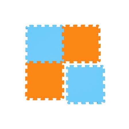 Мягкий пол ElBascoToys универсальный оранжево-голубой 4 элемента 44х44 см
