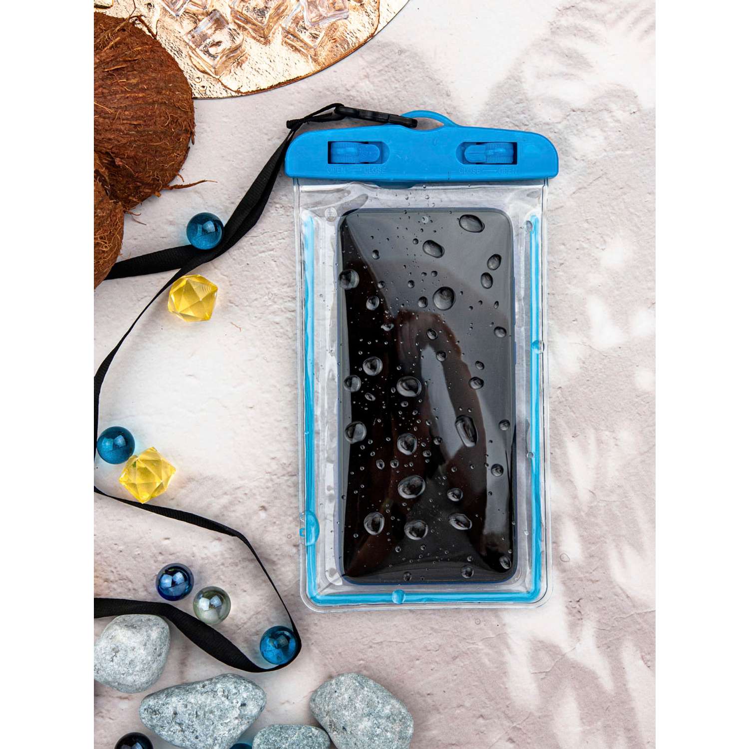 Чехол Good Sale Водонепроницаемый для телефона голубой 17.5х10.5 см - фото 8