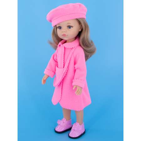 Пальто с беретом МОДНИЦА для куклы 32 см розовое