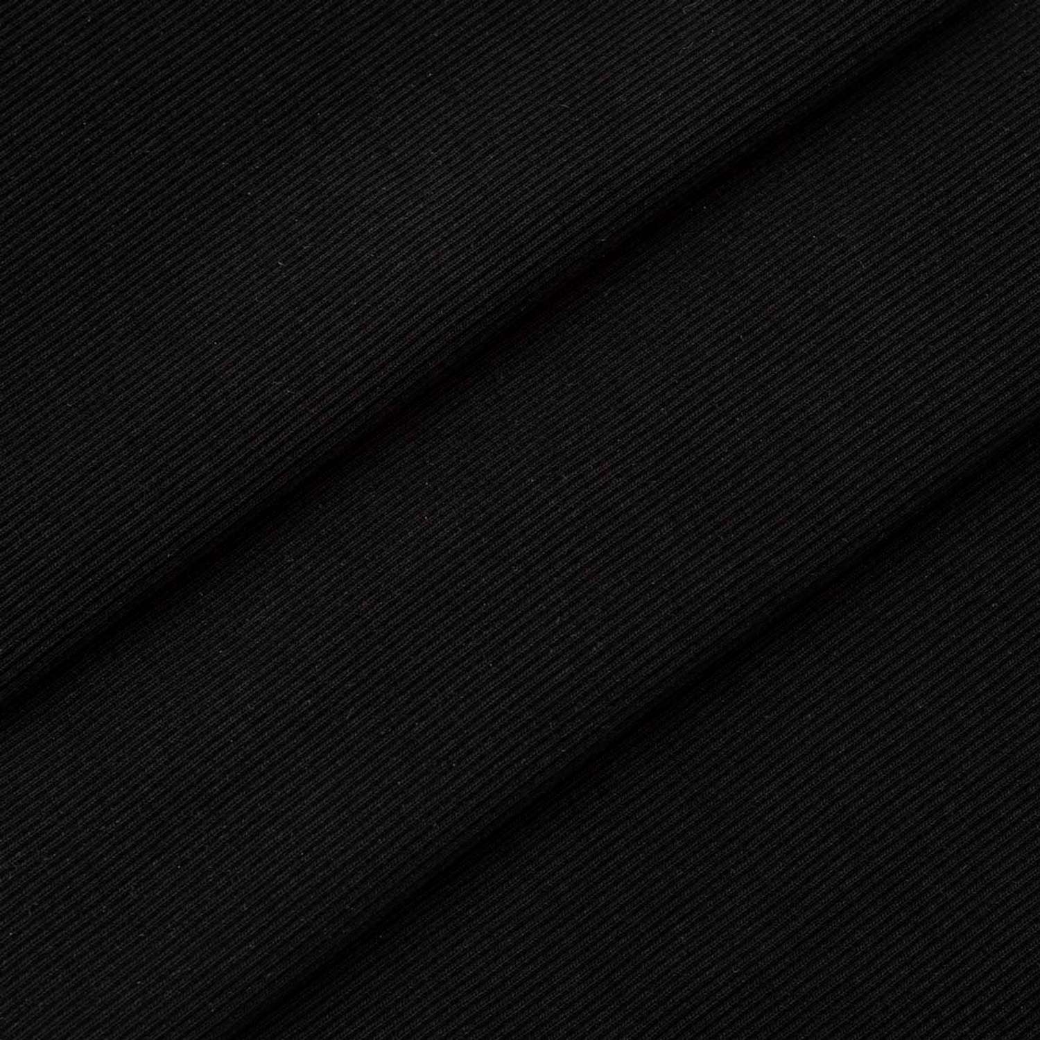 Кашкорсе с лайкрой Совушка трикотаж с рубчиком для шитья и рукоделия 30/1 25х59см черный 28962 - фото 1