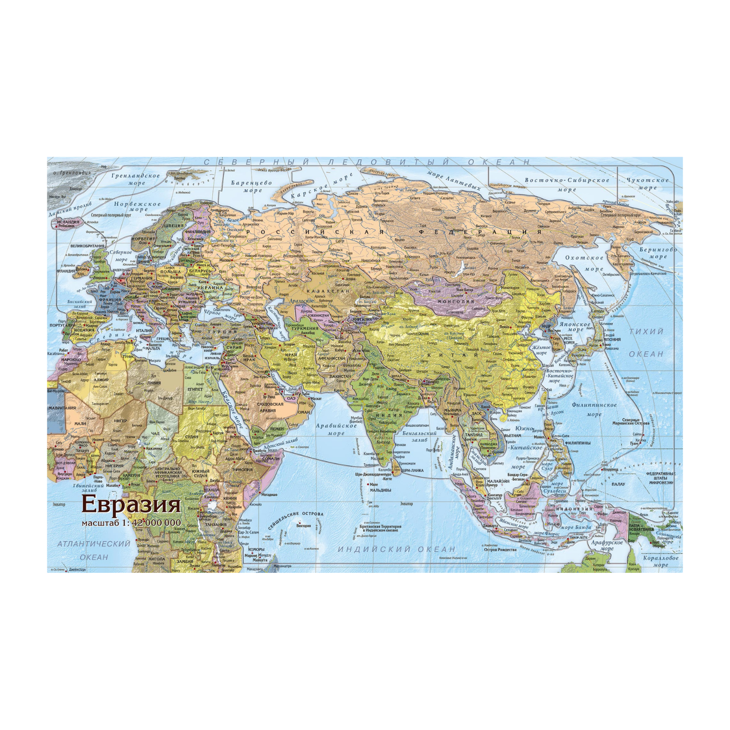 Карта-пазл георафический АГТ Геоцентр Евразия для детей 92 детали 23х33 см - фото 1