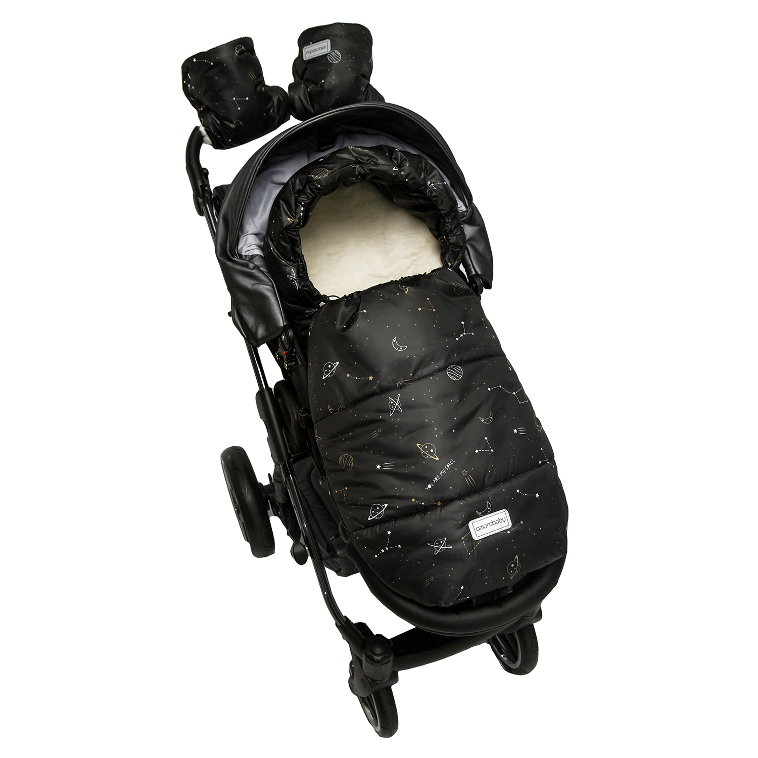 Муфта-варежки для коляски Amarobaby Snowy Travel Космос Черный AMARO-6103-KS - фото 7