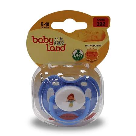 Соска-пустышка Baby Land анатомическая силиконовая с рисунком 6мес+ синий
