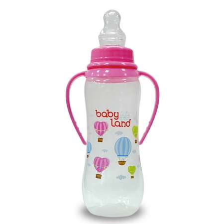 Бутылочка Baby Land с колпачком-игрушкой 240мл с силиконовой анатомической соской Air System розовый