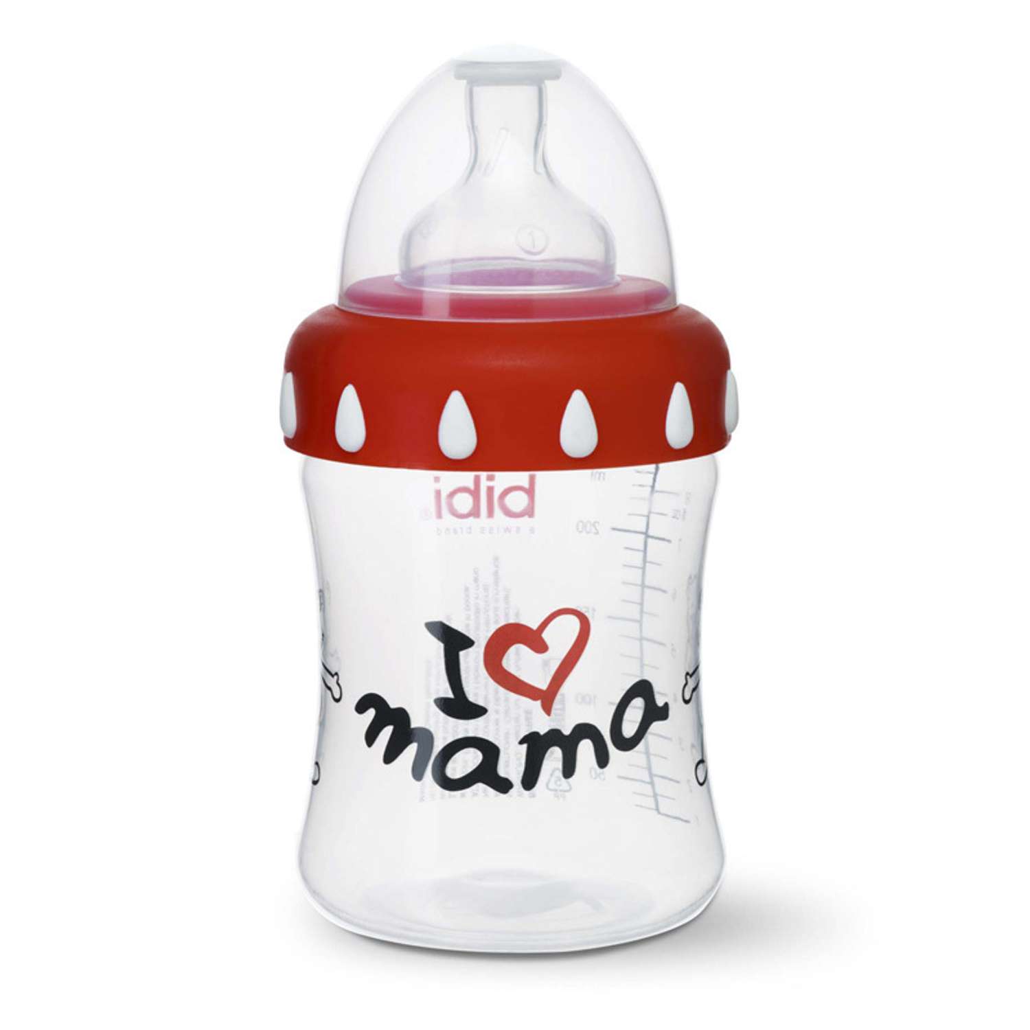 Бутылочка Bibi комфорт 250 мл с широким горлышком с соской вишня силикон 1 мес+ регулируемый поток Mama/Papa в ассортименте - фото 1