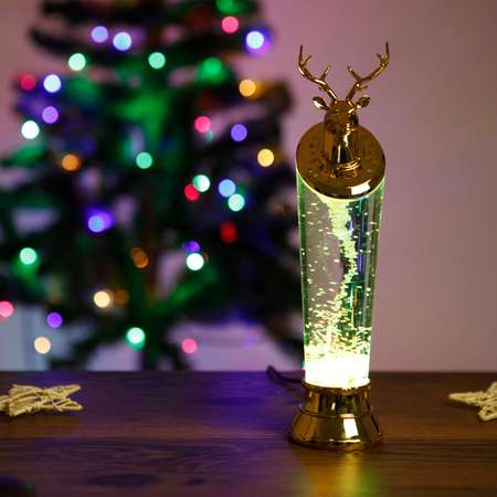 Свеча декоративная BABY STYLE Олень золотистый LED масляная колба блестки USB 29.5 см