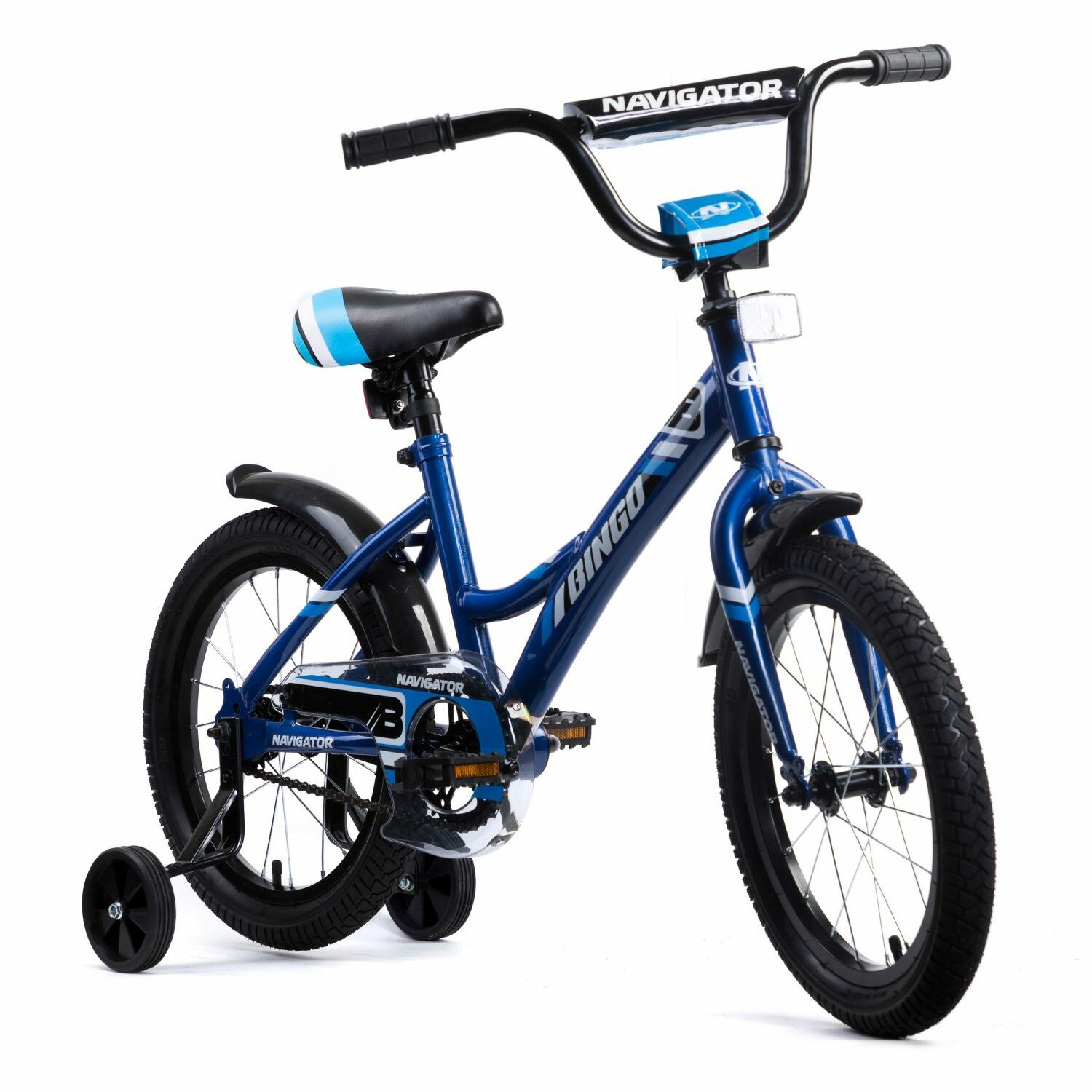 Велосипед детский Navigator Bingo 16 дюймов четырехколесный двухколесный городской синий - фото 11