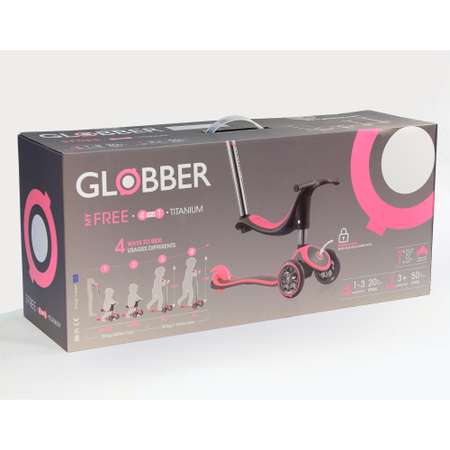 Самокат Globber My Free 4 в 1 Titanium Lights Розовый 462-132