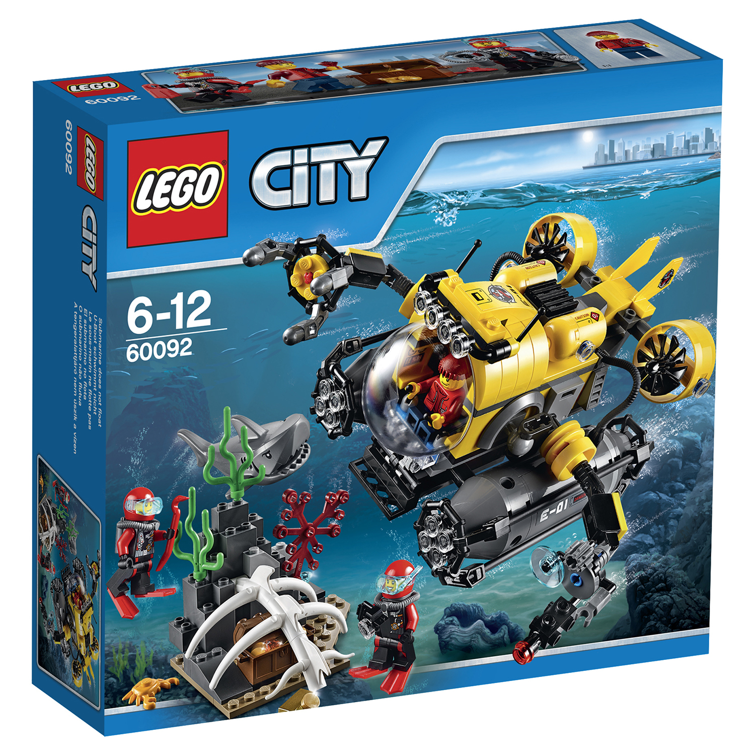 Конструктор LEGO City Deep Sea Explorers Глубоководная подводная лодка  (60092) купить по цене 2499 ₽ в интернет-магазине Детский мир