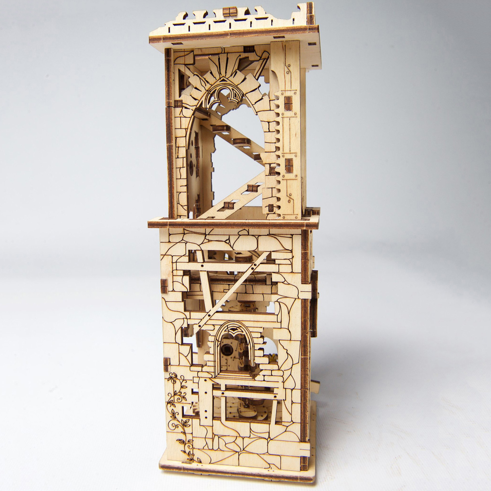 Сборная деревянная модель UGEARS Башня-аркбаллиста 3D-пазл механический конструктор - фото 5