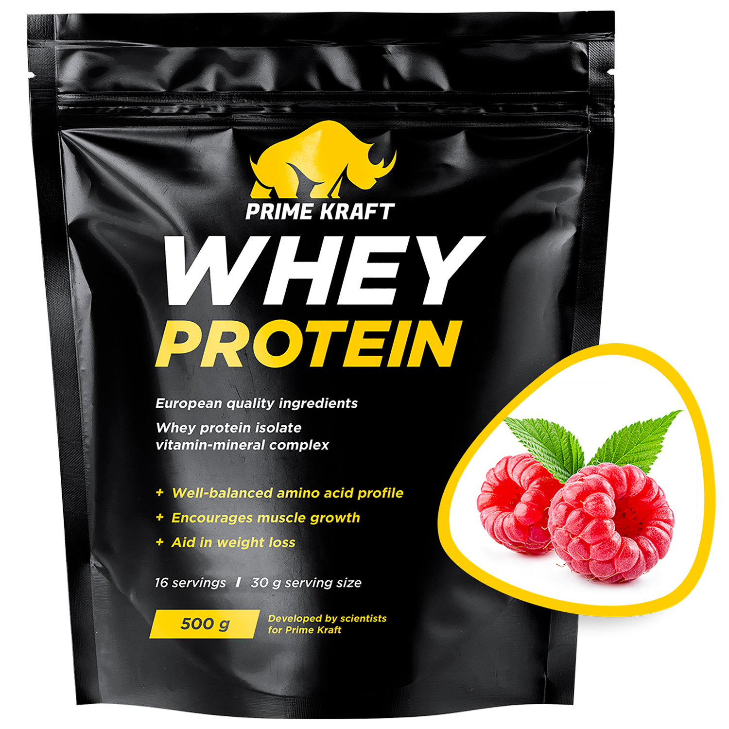 Протеин сывороточный Prime Kraft Whey малина 500г - фото 2