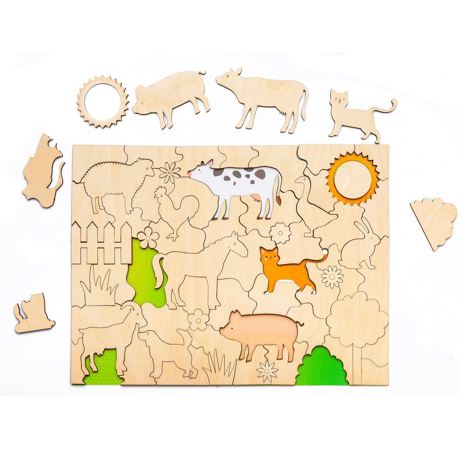 Мозаика-раскраска развивающая деревянная Bradex Домашние животные DE 0422 - фото 3