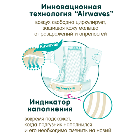 Подгузники INSEENSE на липучках Q5S L 9-14 кг 56 шт