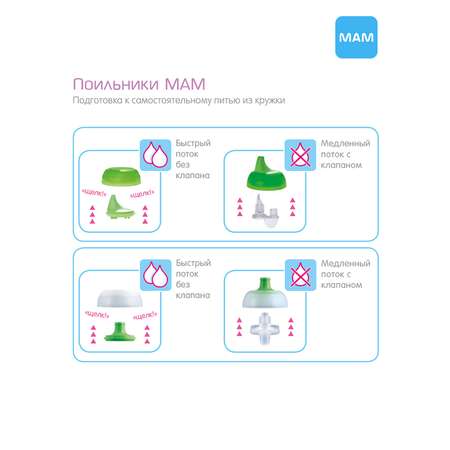 Поильник MAM Trainer+ 220 мл «непроливайка» голубой 4+ мес