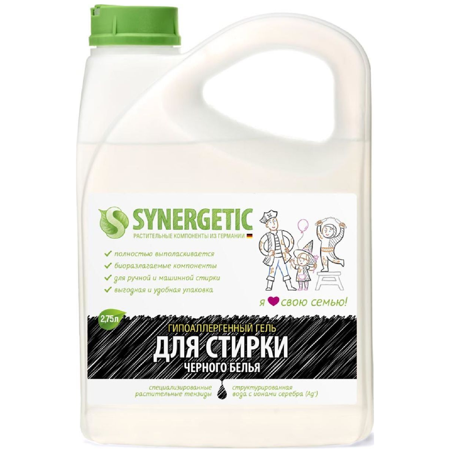 Гель для стирки белья SYNERGETIC Черного 2.75 л - фото 1