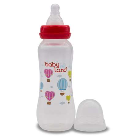 Бутылочка Baby Land 240мл с силиконовой соской красный