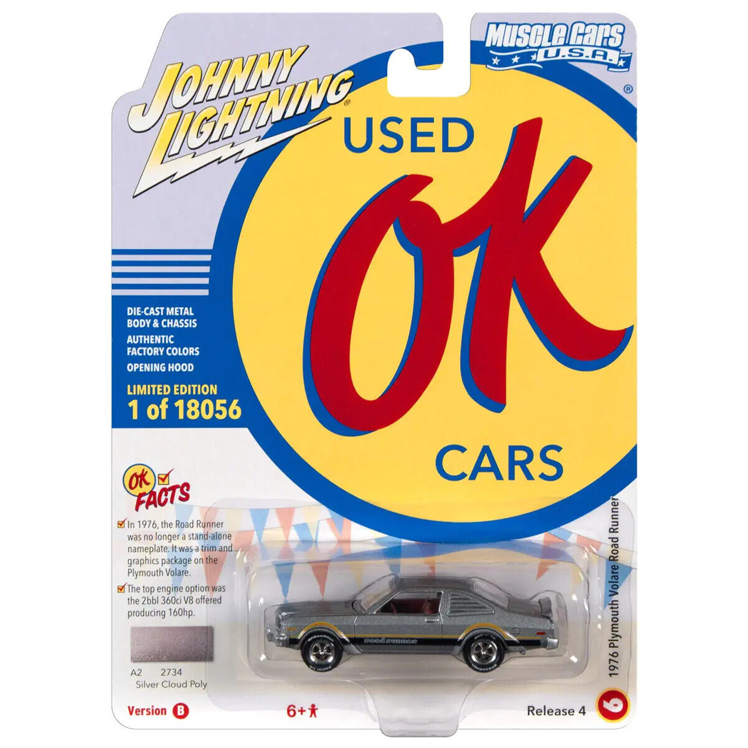 Автомобиль Johnny Lightning 1:64 серый JLMC028B-R4-N6 - фото 4