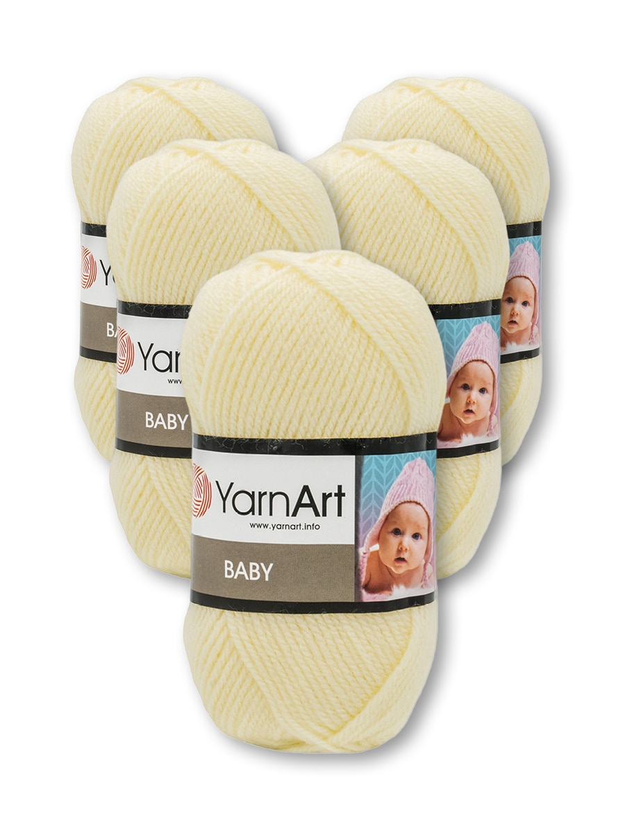 Пряжа для вязания YarnArt Baby 50 гр 150 м акрил мягкая детская 5 мотков 7003 молочный - фото 6