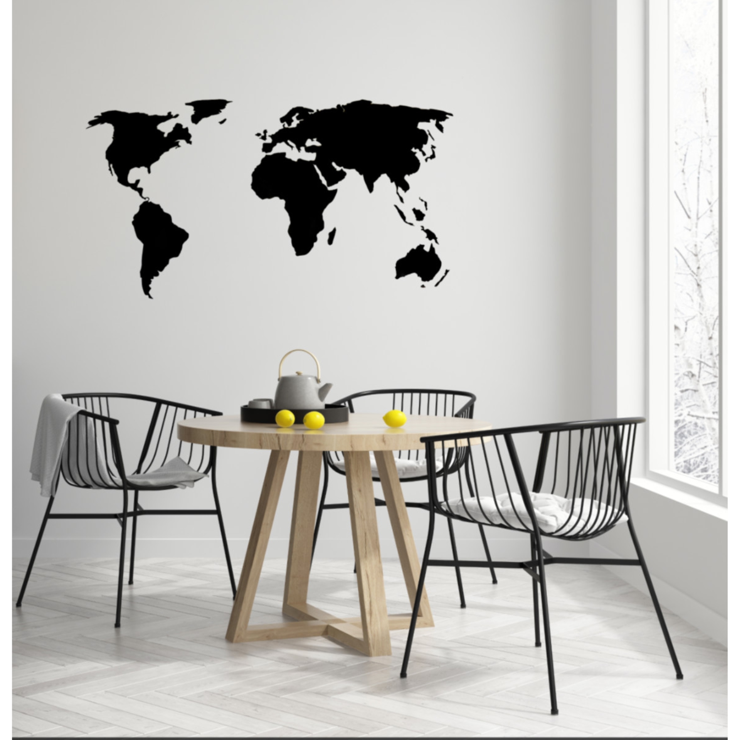Карта мира настенная Afi Design деревянная 80х40 см черная - фото 4