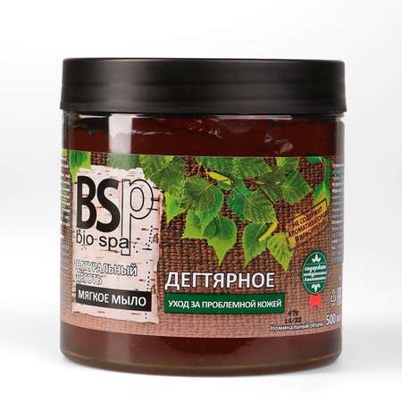 Мыло BSP bio spa мягкое для тела и волос Дегтярное 500 мл