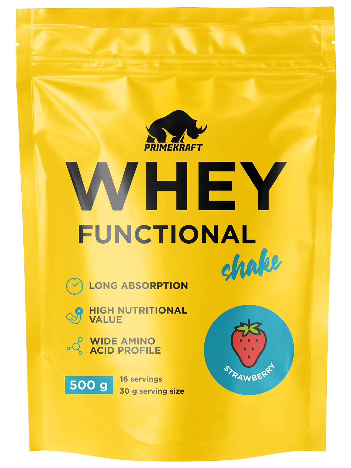 Протеин Whey Functional Shake Prime Kraft Клубника 500 г - фото 1