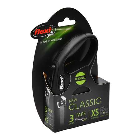 Рулетка Flexi New Classic XS лента 3 м до 12 кг Черная