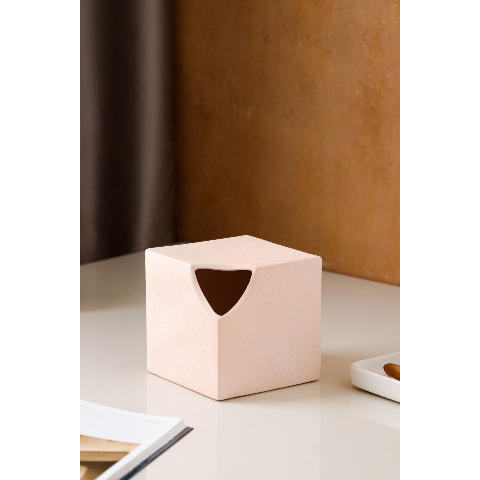 Ваза настольная Sima-Land «Куб» пудровая керамика 12см х 12см х 12см - фото 5