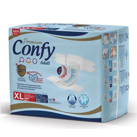 Подгузники для взрослых CONFY Adult Premium XL20 размер XL талия 120-170 см 20 шт