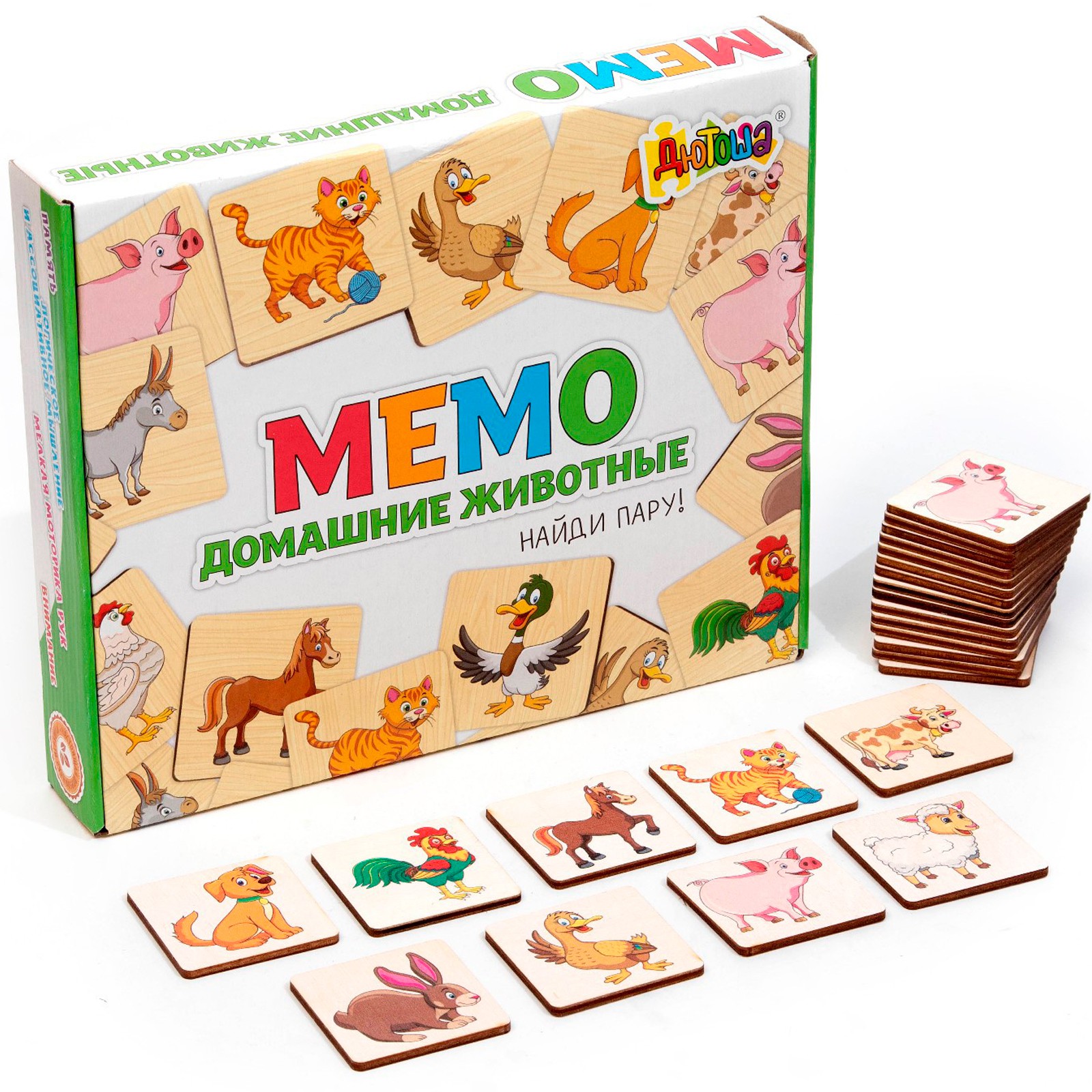 Мемори Sima-Land «Домашние животные» 24 деревянных элемента - фото 1