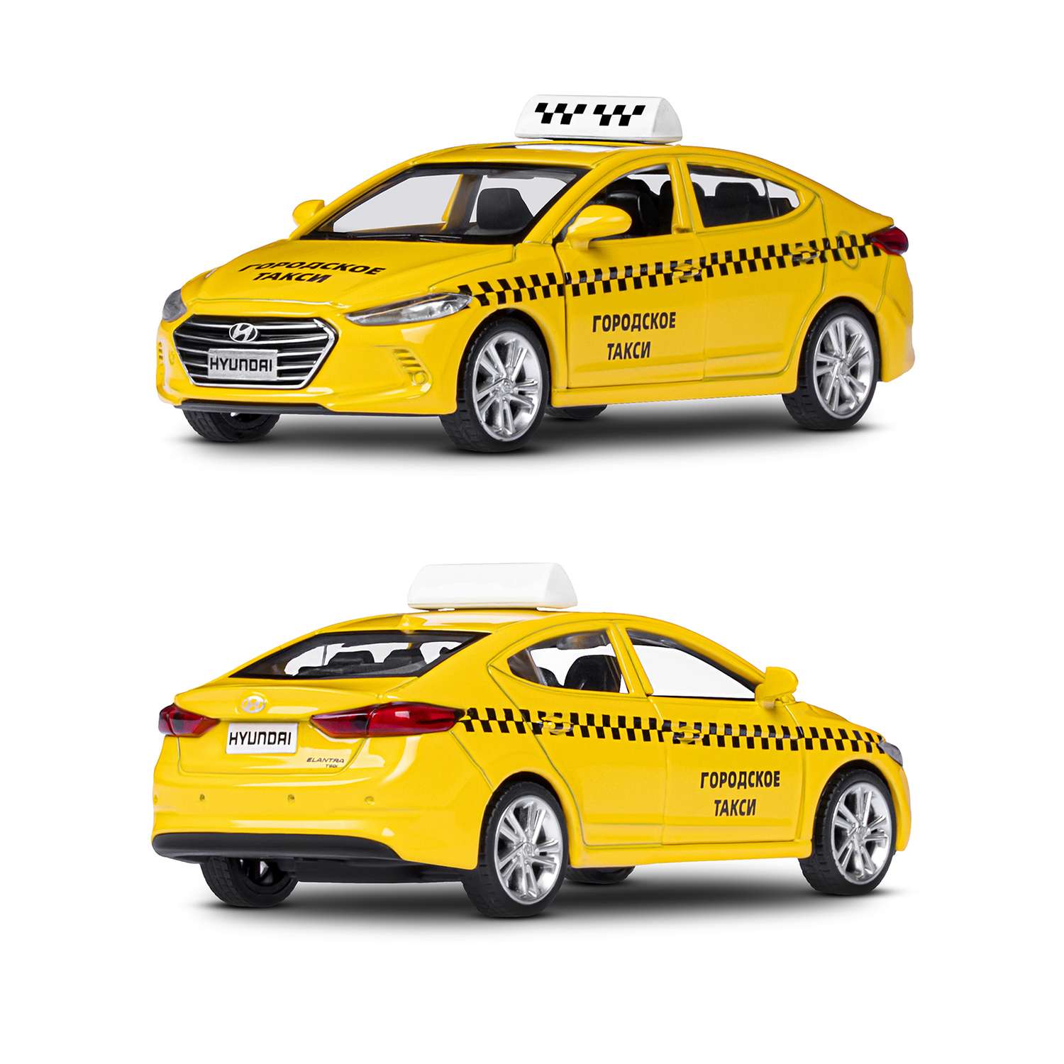Машинка металлическая АВТОпанорама игрушка детская HYUNDAI ELANTRA Городское такси 1:40 желтый JB1251467 - фото 5