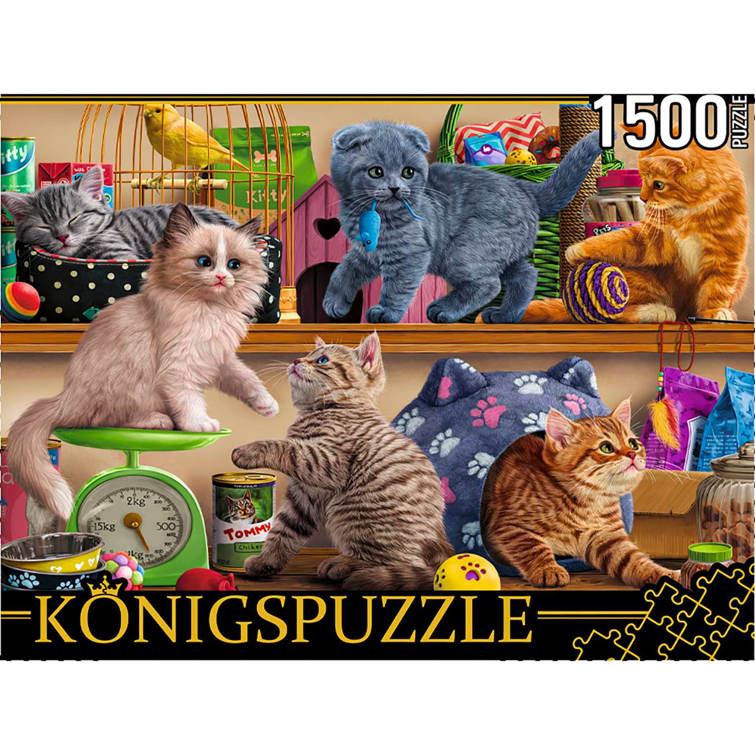 Пазл Рыжий кот Konigspuzzle Котята в зоомагазине ФK1500-3508 - фото 1
