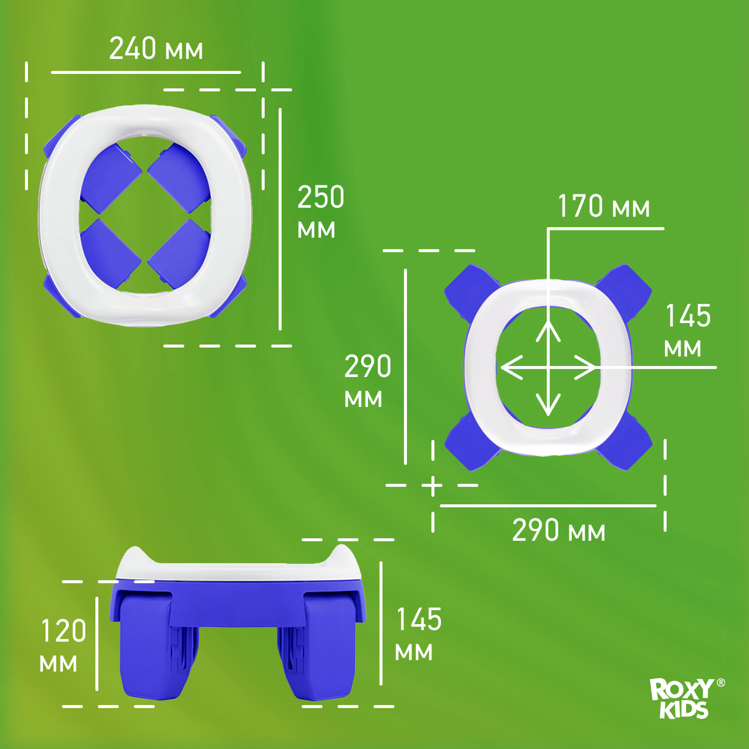 Горшок дорожный ROXY-KIDS складной с многоразовой вкладкой Handy Potty 3 в 1 цвет синий/графит - фото 12