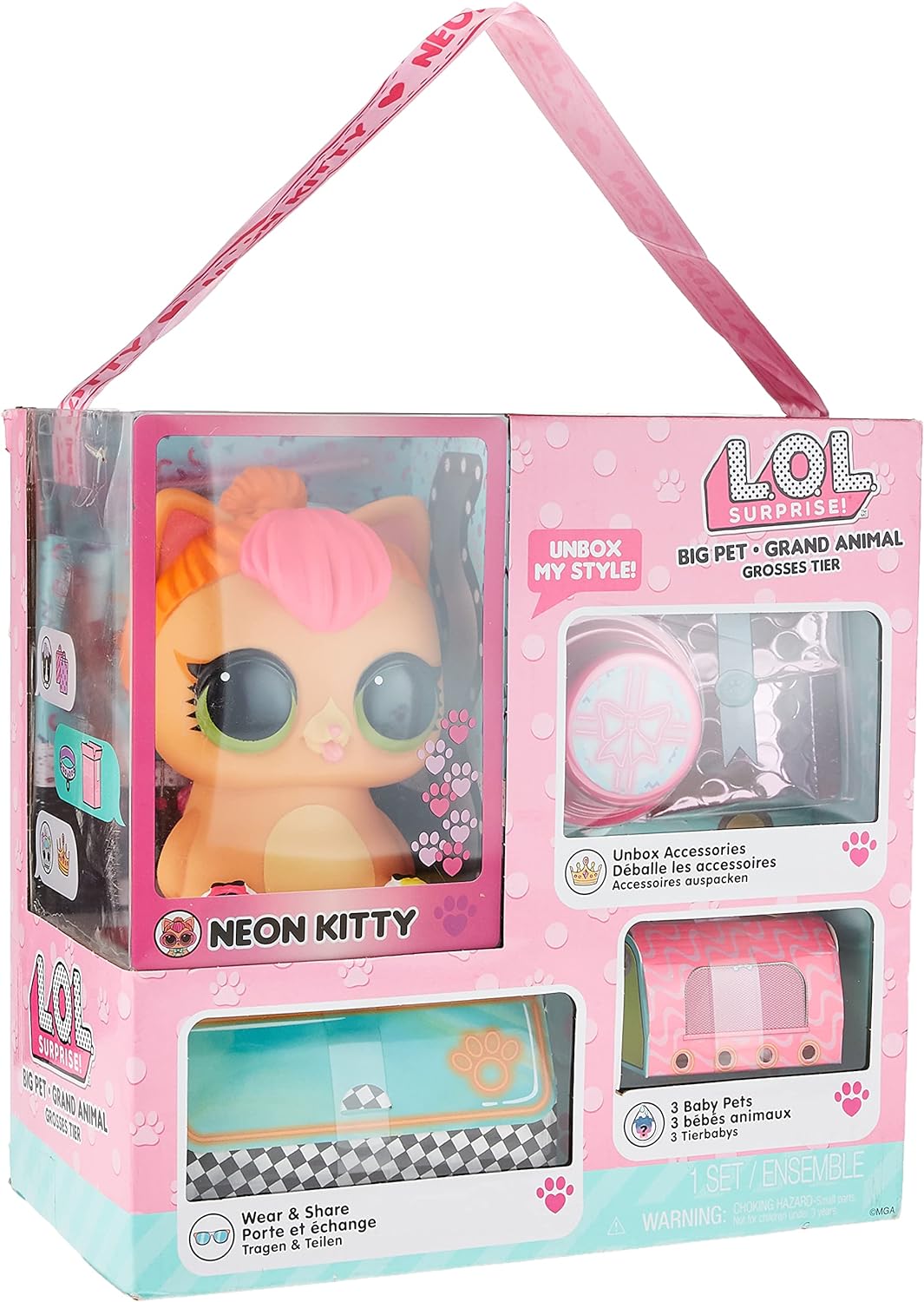 Игровой набор с куклой L.O.L. Surprise! Big Pets Neon Kitty 577720 - фото 4