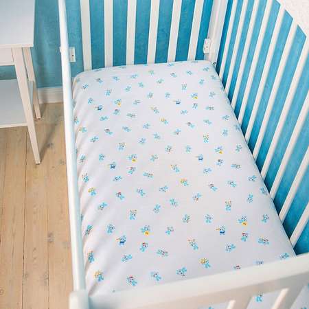 Простыня Adam Stork на резинке муслиновая для детской кроватки Малышарики Крошик 60х120 см